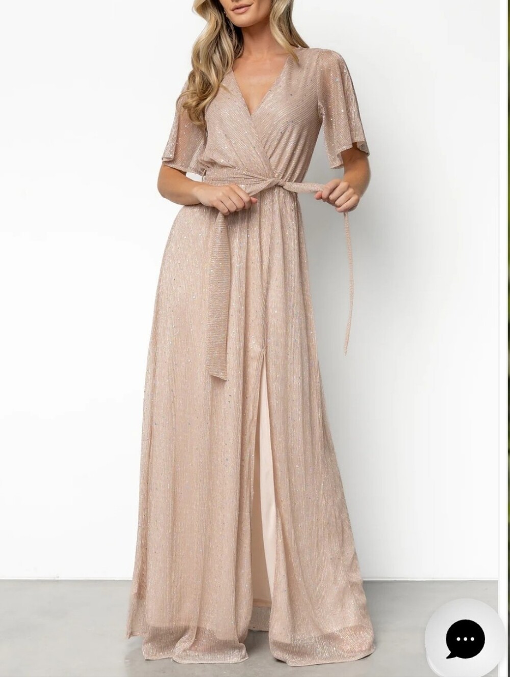 Baltic Born Champagne Grace Sparkle Gown EUC Size: M